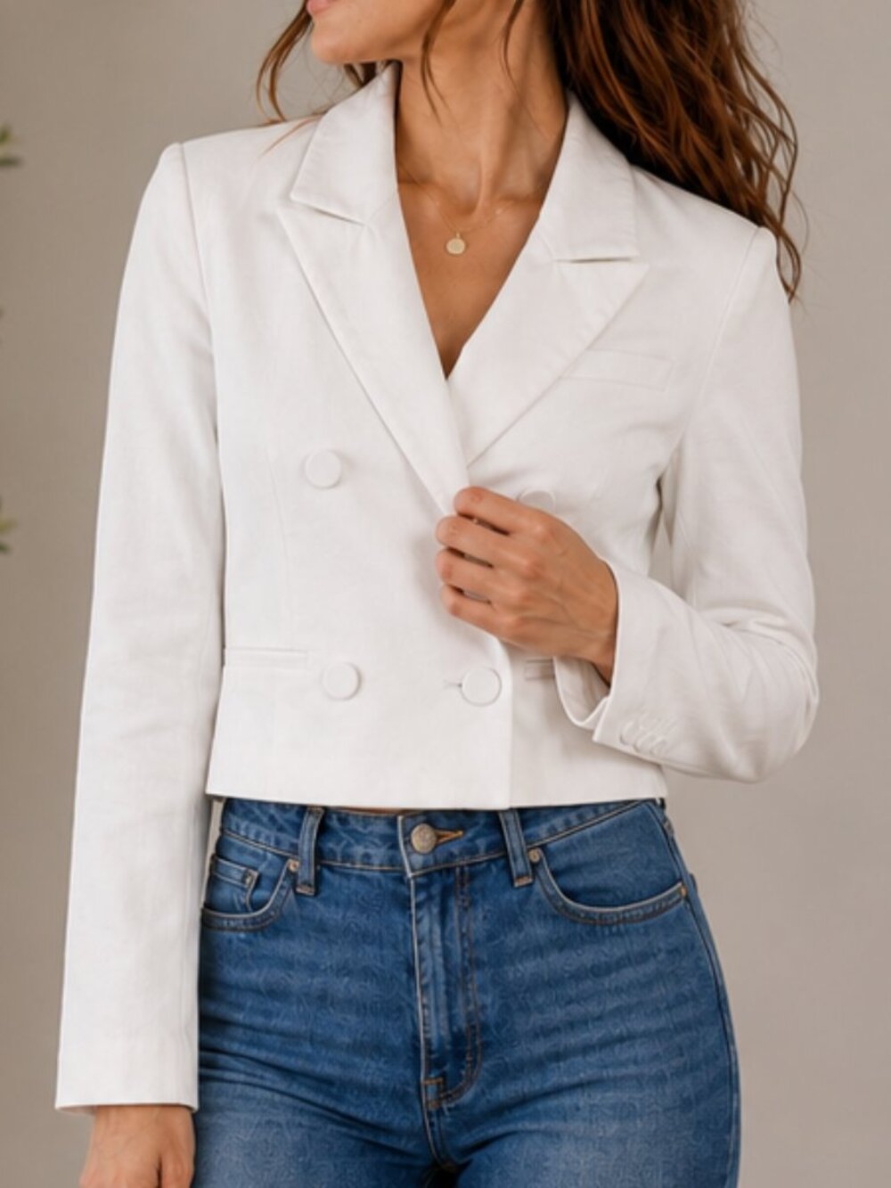 Express White Cropped Double Breasted Blazer XS